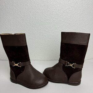 Janie and Jack Girls Baby Leather Brown Boots Size 6